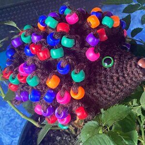 🌈 Handmade Sensory Crochet Fidget Toy – Brown Hedgehog 🦔